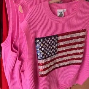 Queen of Sparkles Beaded Flag Top